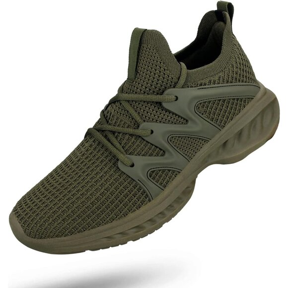 Men's Green Walking Shoes Lightweight Breathable Non Slip Running Gym